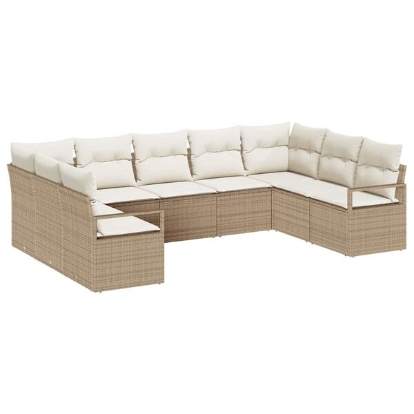 vidaXL Gartensofa-set mit Kissen 9 pcs Beige und Wei&szlig; Poly-Rattan