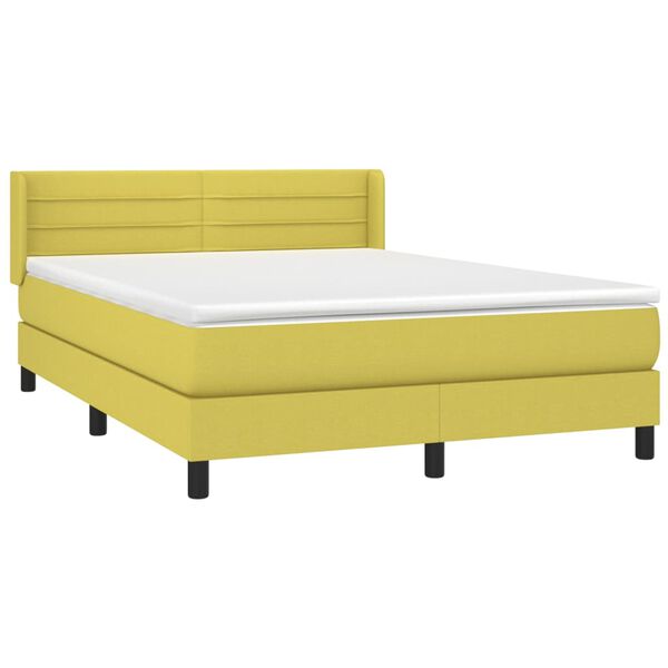 vidaXL Boxspringbett mit Matratze Gr&uuml;n 140x190 cm Stoff