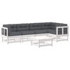 vidaXL 6-tlg. Garten-Lounge-Set mit Kissen Weiß Massivholz
