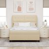 vidaXL Boxspringbett mit Matratze Creme 160 x 200 cm Stoff