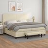 vidaXL Boxspringbett mit Matratze Creme 200x200 cm Kunstleder