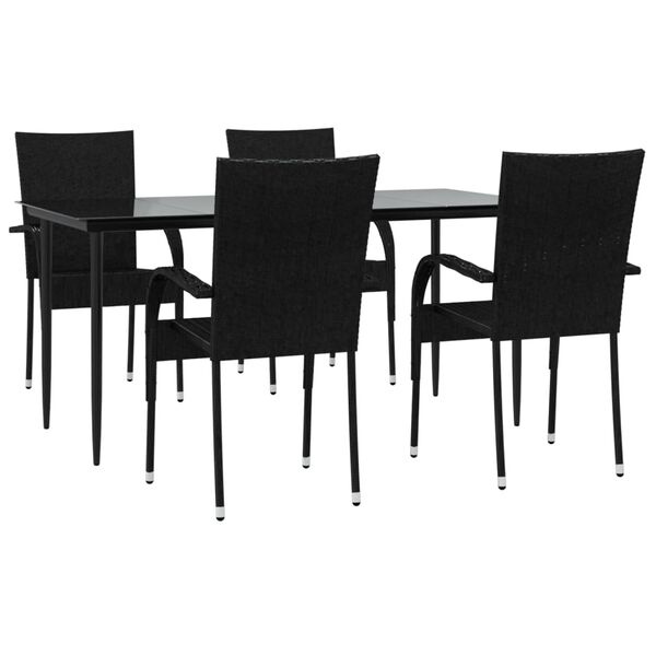 vidaXL 5-tlg. Garten-Essgruppe Schwarz Poly Rattan
