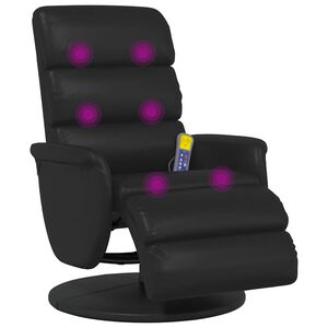 vidaXL Massagesessel mit Fu&szlig;teil Schwarz Kunstleder