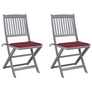 vidaXL Klappbare Gartenst&uuml;hle 2 Stk. mit Kissen Massivholz Akazie