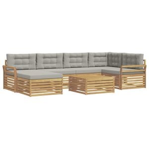 vidaXL Outdoor-Sofagarnitur 7 Stk. Wei&szlig; und Hellgrau