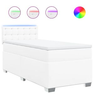 vidaXL Boxspringbett mit Matratze Wei&szlig; 80x200 cm Kunstleder