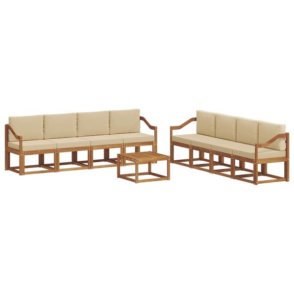 vidaXL Outdoor-Sofagarnitur 9 pcs Natur und Beige Massivholz Akazie