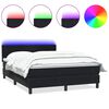 vidaXL Boxspringbett mit Matratze & LED Schwarz 140x210 cm Samt
