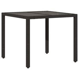 vidaXL Gartentisch mit Glasplatte Schwarz 90x90x75 cm Poly Rattan