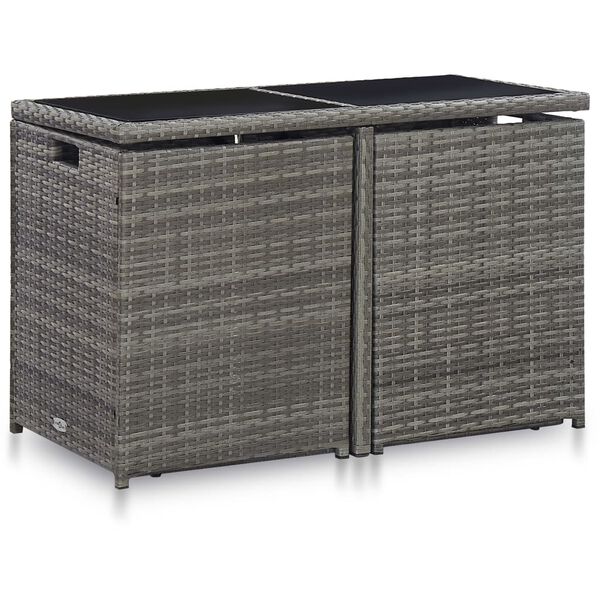 vidaXL 3-tlg. Bistro-Set mit Kissen Poly Rattan Grau