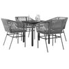 vidaXL 5-tlg. Garten-Essgruppe mit Kissen Grau Poly Rattan Glas