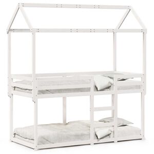 vidaXL Etagenbett mit Dach Wei&szlig; 80x200 cm Massivholz Kiefer