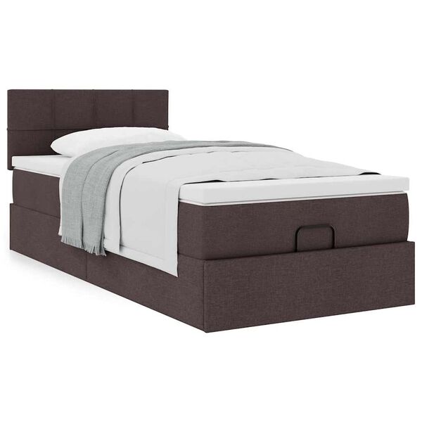 vidaXL Ottoman-Bett mit Matratze Dunkelbraun 90x200 cm Stoff