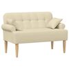 vidaXL Zweisitzer mit Knopfheftung Creme 120 x 65 x 79 cm Stoff