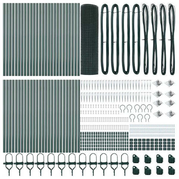 vidaXL Zaunpfosten Gr&uuml;n 100 x 0,4 m (12 x 12 mm Netz) Stahl und PVC