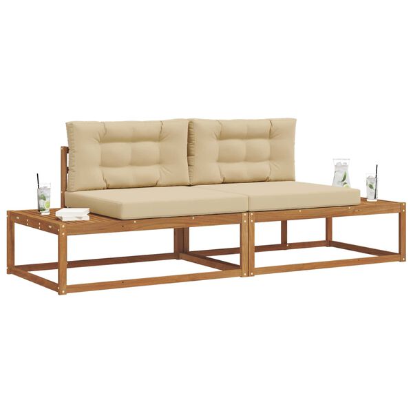 vidaXL Outdoor-Sofagarnitur mit Kissen 2 St&uuml;ck Natur und Beige