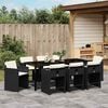vidaXL Garten Essgruppe mit Kissen 9 pcs Schwarz Poly-Rattan