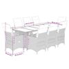 vidaXL 9-tlg. Garten-Bistro-Set mit Kissen Grau Poly Rattan