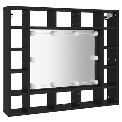 vidaXL LED-Spiegelschrank Schwarz 91x15x76,5 cm