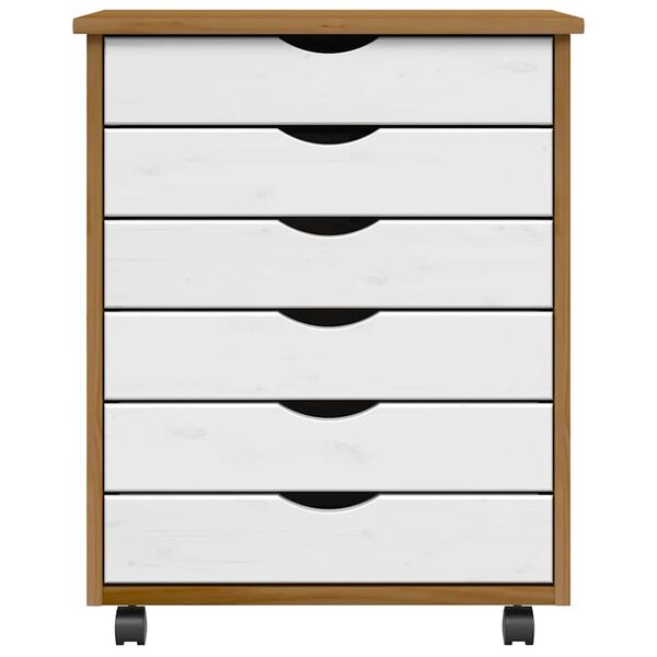 vidaXL Rollschrank mit Schubladen MOSS Honigbraun Massivholz Kiefer