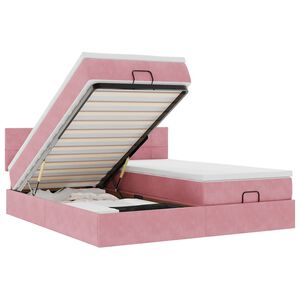 vidaXL Ottoman-Bett mit Matratzen & LEDs Rosa 180x200 cm Samt