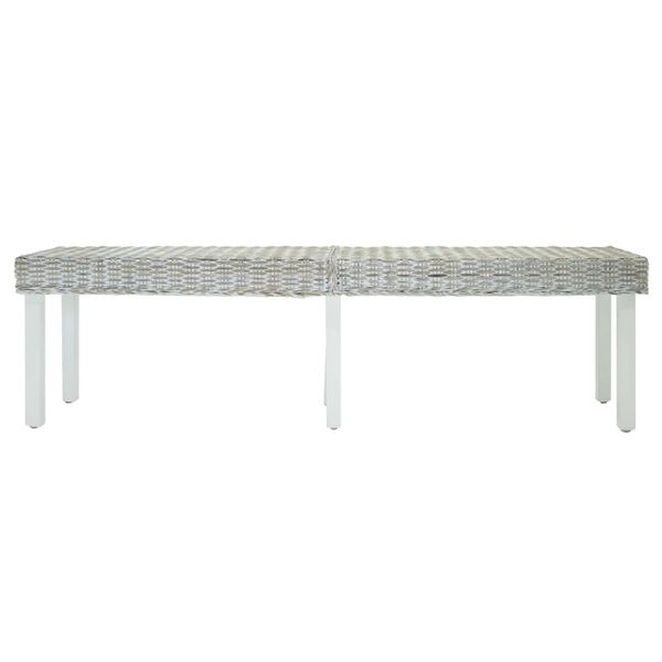 vidaXL Sitzbank Weiß 160x35x45 cm Natur Kubu Rattan & Massivholz Mahagoni