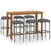 vidaXL 7-tlg. Gartenbar-Set mit Kissen Grau