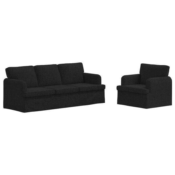 vidaXL Sofa 2 pcs Schwarz 144 x 80 x 85 cm Stoff