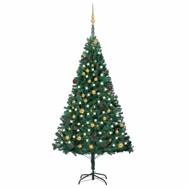 vidaXL Künstlicher Weihnachtsbaum mit Beleuchtung & Kugeln Grün 210 cm