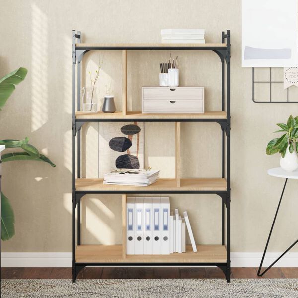 vidaXL Bücherregal 4 Böden Sonoma-Eiche 76x32x123 cm Holzwerkstoff