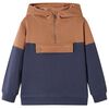 Kinder-Kapuzenpullover mit Halbem Rei&szlig;verschluss Anthrazit Cognac 104
