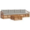 vidaXL Outdoor-Sofagarnitur mit Kissen 5 pcs Nat&uuml;rlich und Hellgrau