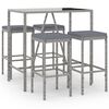 vidaXL 5-tlg. Gartenbar-Set mit Kissen Grau Poly Rattan