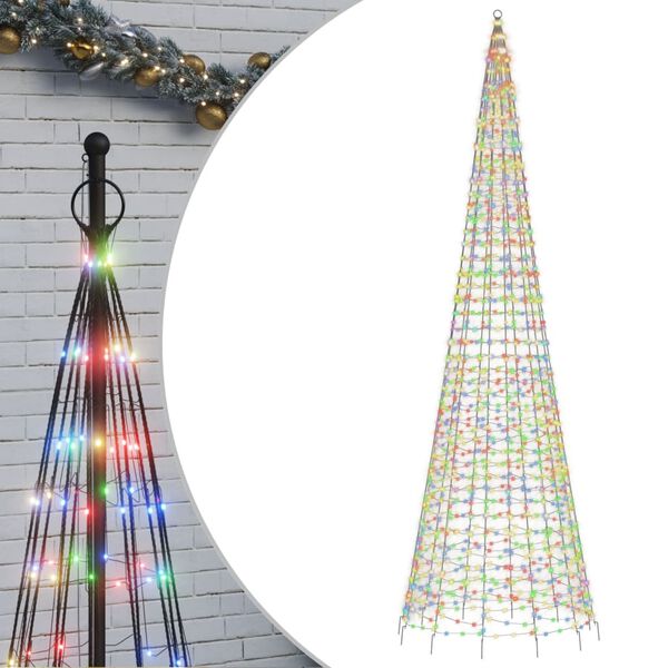 vidaXL LED-Weihnachtsbaum f&uuml;r Fahnenmast 1534 LEDs Mehrfarbig 500 cm