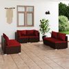 vidaXL 6-tlg. Garten-Lounge-Set mit Kissen Poly Rattan Braun