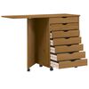 vidaXL Rollschrank mit Schreibtisch MOSS Honigbraun Massivholz Kiefer