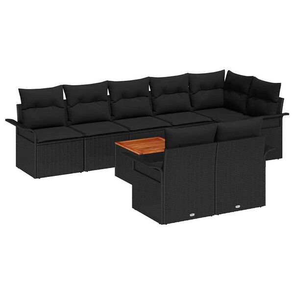 vidaXL Gartensofa-set mit Speicher 9 pcs Schwarz Poly-Rattan