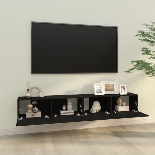 vidaXL TV-Wandschr&auml;nke 2 Stk. Schwarz 100x30x30 cm Holzwerkstoff