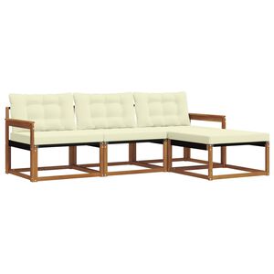 vidaXL Outdoor-Sofagarnitur mit Kissen 4 pcs Natur und Creme