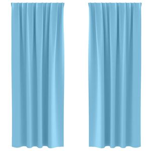 vidaXL Verdunkelungs-Vorh&auml;nge mit Ringen 2 Stk. Himmelblau Polyester