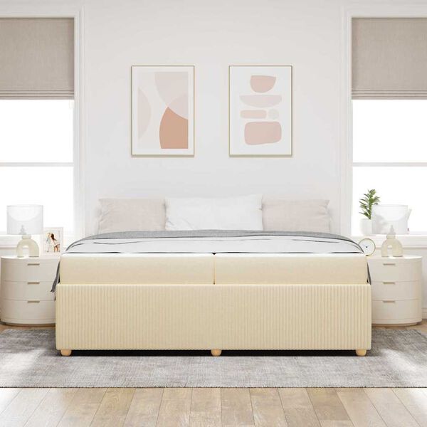 vidaXL Bettrahmen mit Matratze Creme 200 x 200 cm Stoff