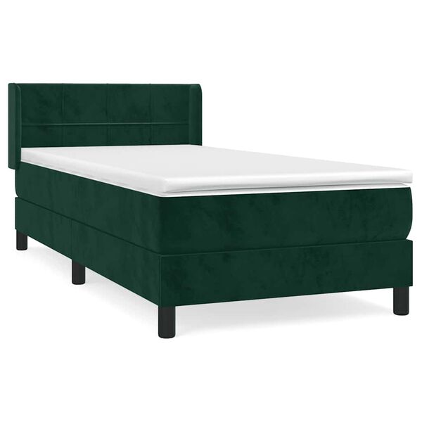 vidaXL Boxspringbett mit Matratze Dunkelgr&uuml;n 90x200 cm Samt