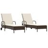 vidaXL Sonnenliegen mit Auflagen 2 Stk. Braun Poly Rattan