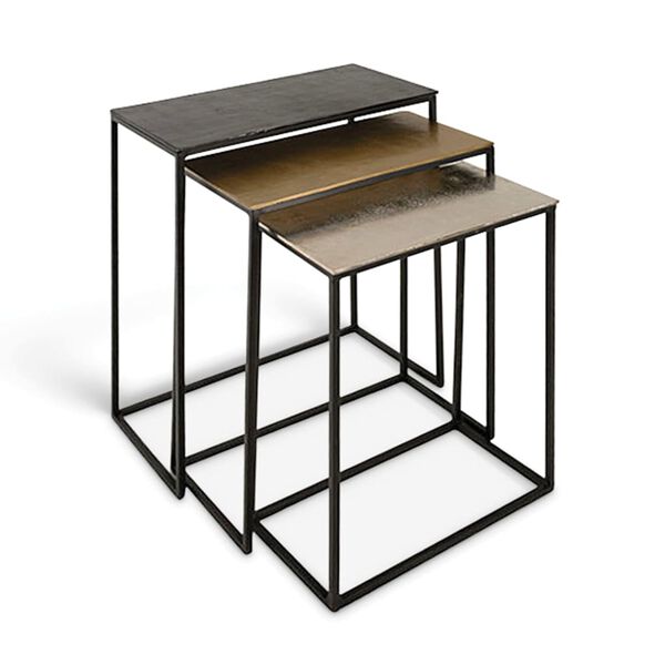 Rousseau 3-tlg. Beistelltisch-Set Triplex Metall Mehrfarbig