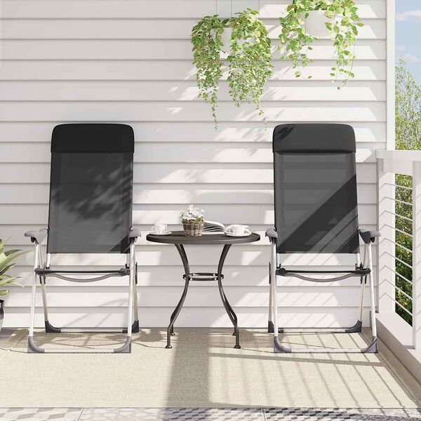 vidaXL Klappbare Campingst&uuml;hle 2 Stk. Aluminium Schwarz