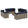 vidaXL 13-tlg. Garten-Sofagarnitur mit Kissen Grau Poly Rattan