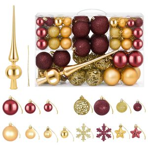 vidaXL Weihnachtskugelset 111 stk. Gold und Weinrot 6 cm Polystyrol