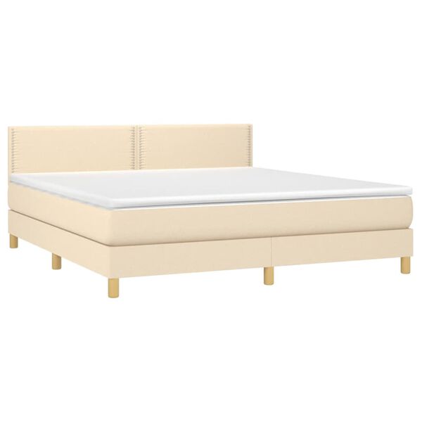 vidaXL Boxspringbett mit Matratze Creme 180x200 cm Stoff
