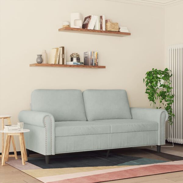 vidaXL 2-Sitzer-Sofa Hellgrau 140 cm Samt