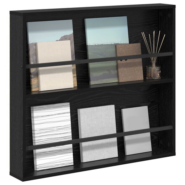 vidaXL Magazinregal Schwarz Eichen-Optik 80 x 12 x 70 cm Holzwerkstoff